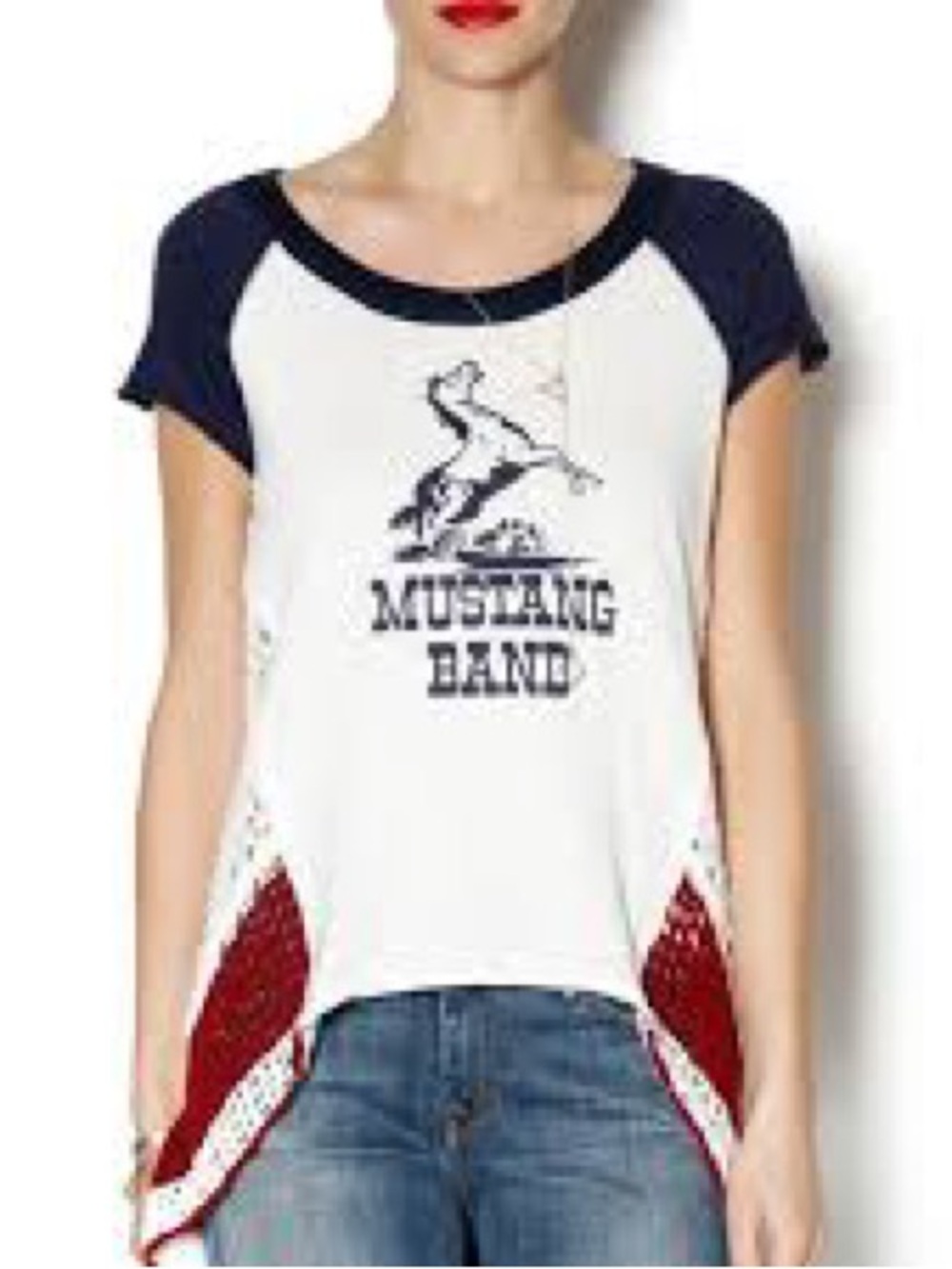 Free People Womens t shirt with knitted back Medium
